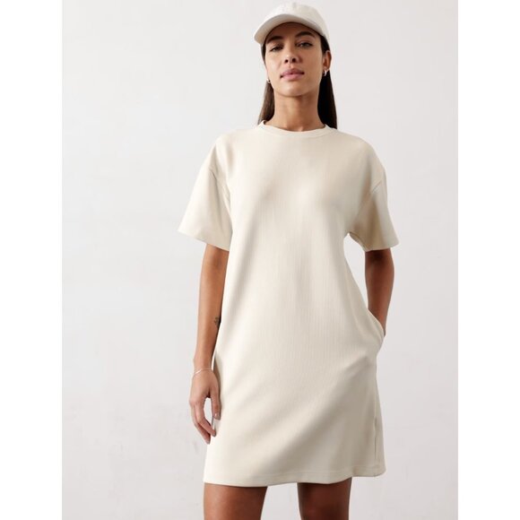 Athleta L Seasoft Rib Tee Dress Bone Large Regular - Picture 7 of 9